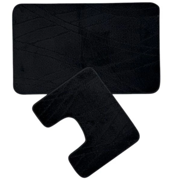 Набор ковриков в ванную 2пр 50*80/40*50 полипропилен MAXIMUS 10604 BLACK черный 2513