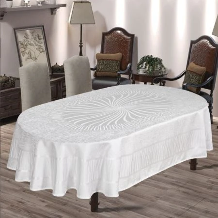 Скатерть 160*220 полиэстер 100% броде жаккард овальная DO&CO GUNES белый