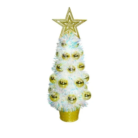 Елка искусственная 35см со светодиодами с игрушками PE/PVC белый/золото XR-2023004/JC-15165 (60)
