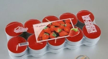 яяяСвеча в гильзе ароматизированная чайная 12гр 20шт. КЛУБНИКА 4606021024948 (240)