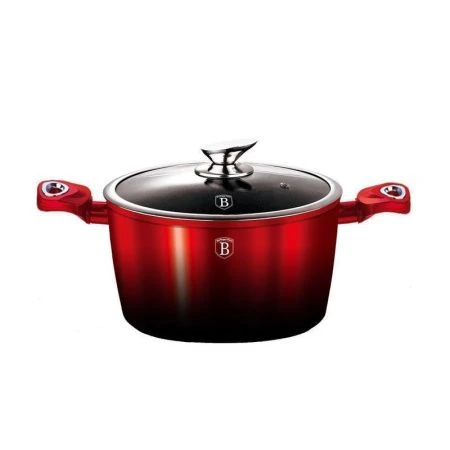 Кастрюля 2,5л кованый алюминий АП со стекл.крышкой 20см Black-burgundy Metallic Line (6)