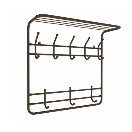 Вешалка настенная с полкой 2-х ярусная 60*22*58см металл коричневая (1)