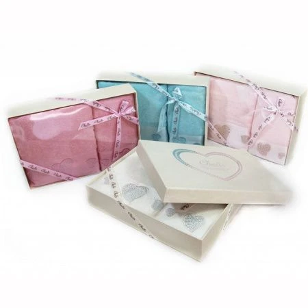 Набор полотенец махровые 2пр 45*90/70*140см Влюбленные сердца 4290023