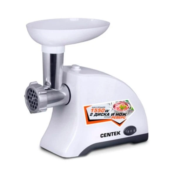 Мясорубка электрическая нерж.сталь Centek CT-1609 белая 1550Вт  реверс, 2 диска (1)
