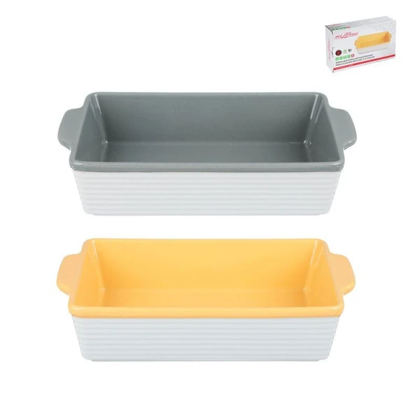 Форма для запекания 27,5*17*6см керамика прямоугольная с ручками, 2 цвета (12)