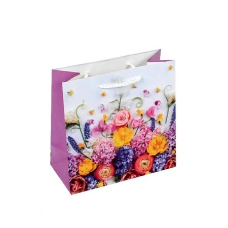 Пакет бумажный 17*17*8см квадратный Цветочный салют 11/1030 (12/288/144)