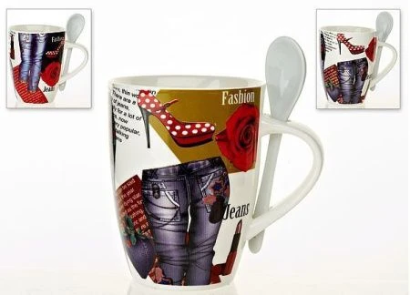 Кружка 340мл фарфор DENIM с ложкой (36) Кружка 340мл фарфор DENIM с ложкой (36)
