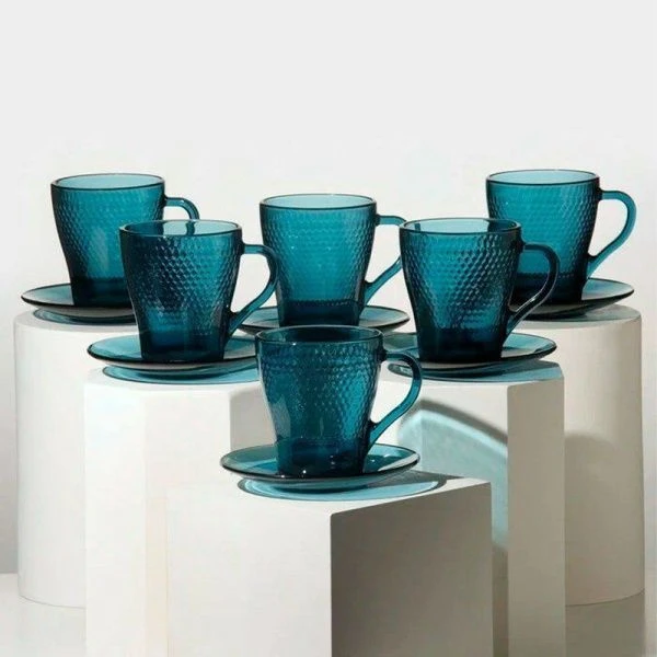 Чайный набор 12пр стекло ИДИЛЛИЯ ЛОНДОН ТОПАЗ на 6 персон 265мл (2)