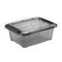 Ящик для хранения 1,2л 145*195*80мм пластик КИП с замками черный прозрачный (10)