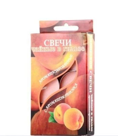 Набор свечей в гильзе ароматизированный чайный парафин 6шт. персик (20)