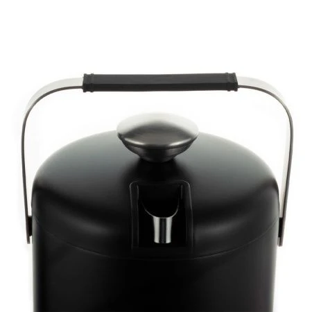 Ведерко для льда с крышкой 1,3л нерж.сталь щипцы, поддон с отверстиями, черный, арт. 7767 (12)