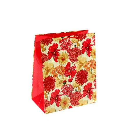 Пакет бумажный 26*32*15см вертикальный глянцевый Цветы-фест (12/144)