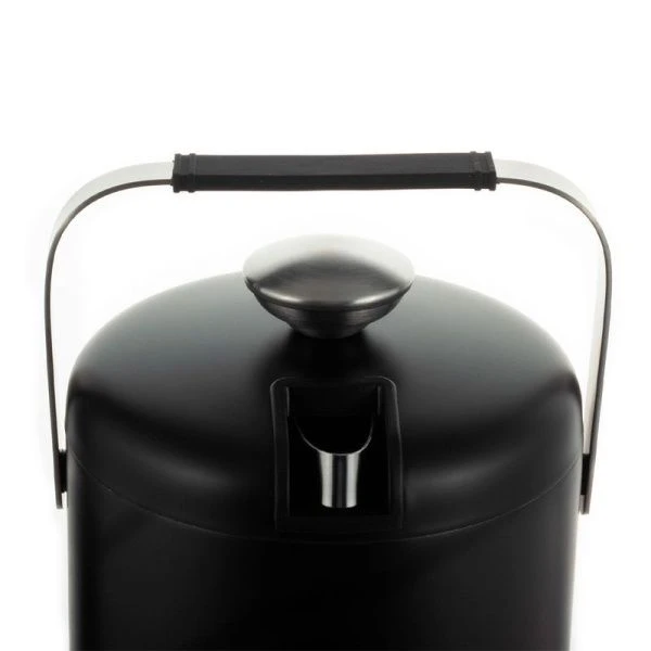 Ведерко для льда с крышкой 1,3л нерж.сталь щипцы, поддон с отверстиями, черный, арт. 7767 (12)