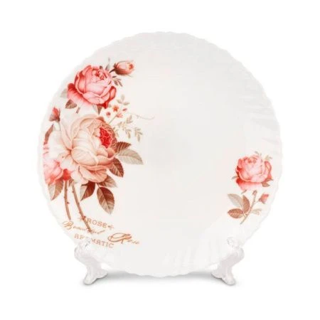 Тарелка мелкая 20см стеклокерамика РОЗОЧКА плоская круглая (6/48)