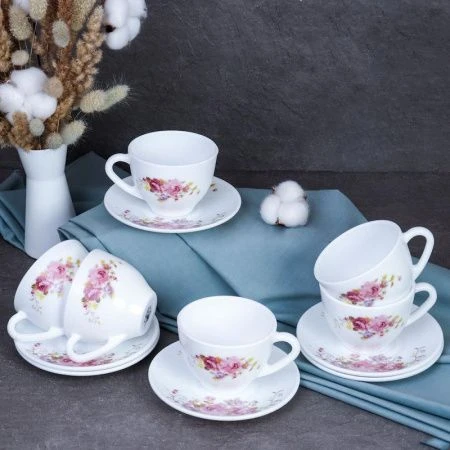 Чайный набор 12пр стеклокерамика РОЗОВАЯ КОМПОЗИЦИЯ на 6 персон 220мл GB220/12 (7065) (8)