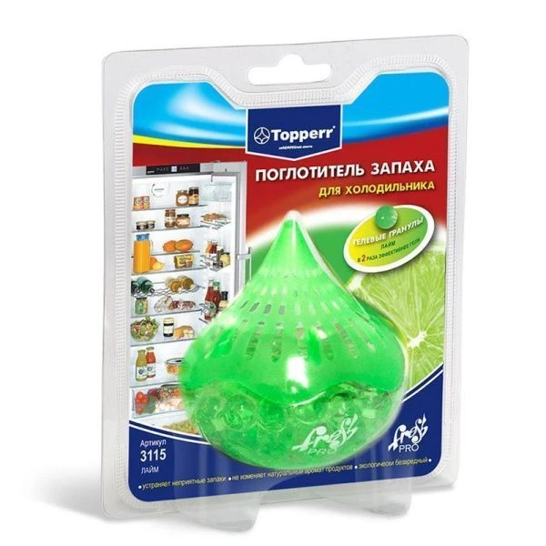 Поглотитель запаха для холодильника гелевый Лайм Topperr (10)