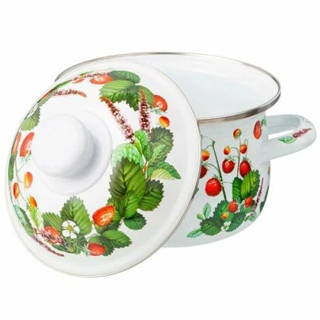 Кастрюля 1,5л эмаль ФРУКТОВАЯ КОРЗИНА с крышкой 16см, выс.10см (6)