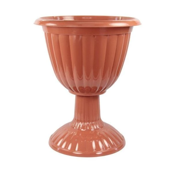 Вазон 18л 420*420*500мм пластик ЖАСМИН коричневый на высокой ножке  (5)