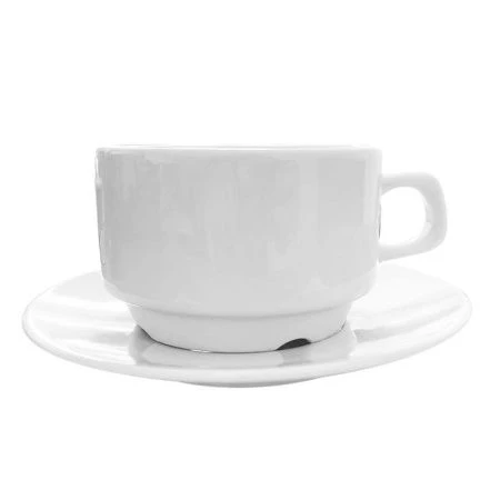 Чайный набор штабелируемый 2пр фарфор на 1 персону 250мл белый (12) Чайный набор штабелируемый 2пр фарфор на 1 персону 250мл белый (12)