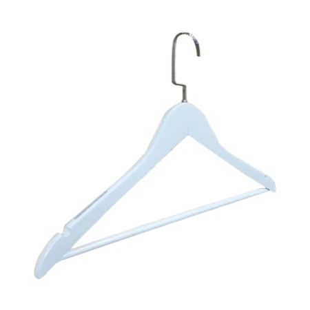 Вешалка-плечики дерево 45см белая, цвет крючка сталь (170)