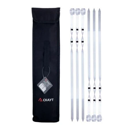 Шампуры набор 6шт 445*10*1мм металл плоские в чехле Скаут (48)