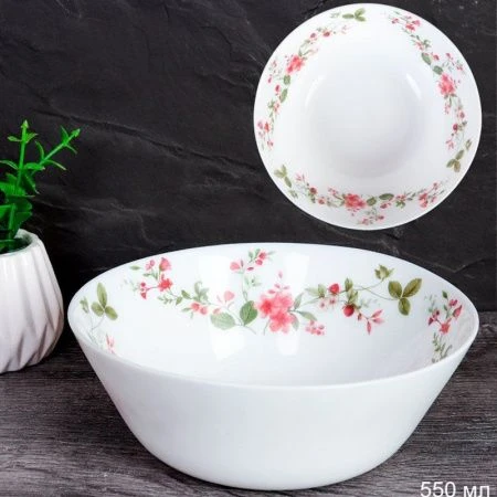 Тарелка глубокая 550мл 15,5см стеклокерамика ПОЛЯНА суповая LGW-60 (7348) (6/72)