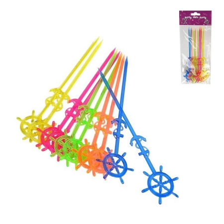 Шпажки для канапе 17см 10шт пластик МОРЕ цветные (400)