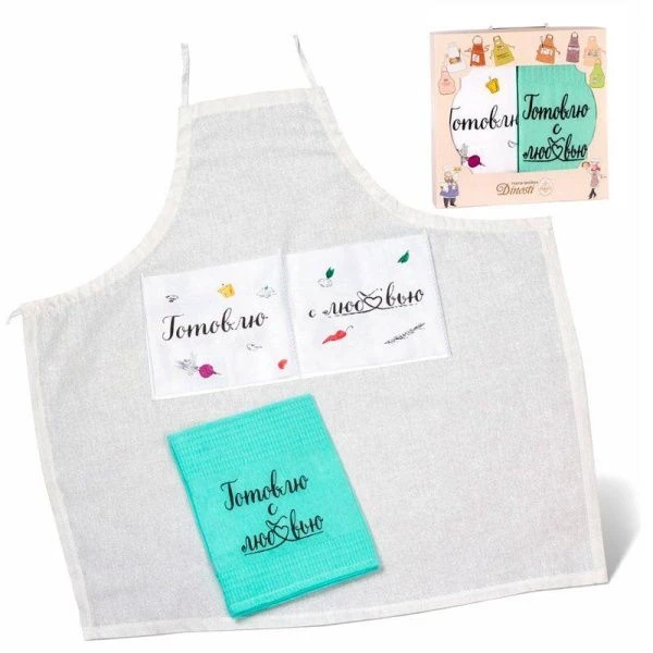 Набор кухонный 2пр фартук 72*80см., полотенце 50*60см ФС-30 Готовлю с любовью