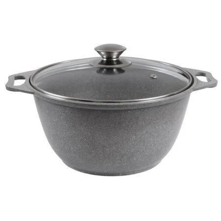 Кастрюля 4л алюминий АП стекл.крышка светлый мрамор (3)