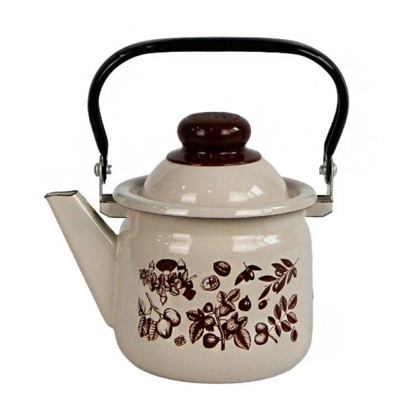 Чайник 1л эмаль ГРАВЮРА бисквит с рис. 33-27071/4 (8)