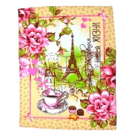 Полотенце кухонное вафельное 45*60см Парижские мгновения