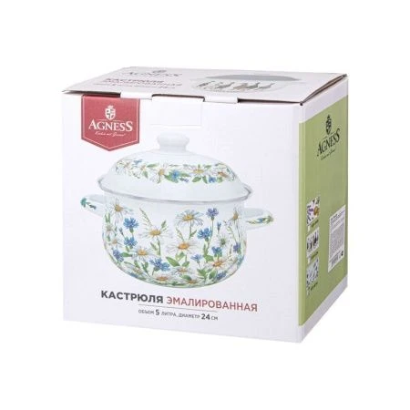 Кастрюля 5л эмаль Family Farm с крышкой 24см выс.14см (6)