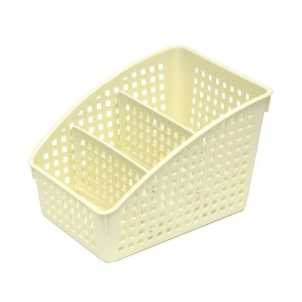 Органайзер с перегородками широкий 180*135*120мм пластик ЛОФТ слоновая кость (14) ВЫВОД