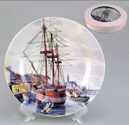 яяяТарелка декоративная настенная 20см КОРАБЛЬ под.уп. 515439 (48)