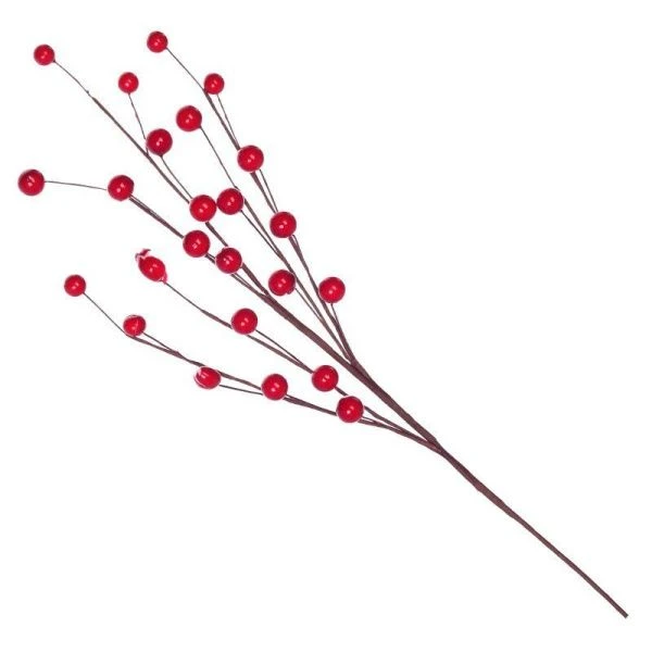 Декор новогодний Ветка с красными шариками 13*2*51см (48/480)
