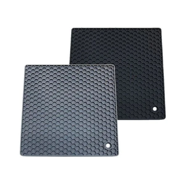 Подставка под горячее 17*17см силикон черная/серая (463)