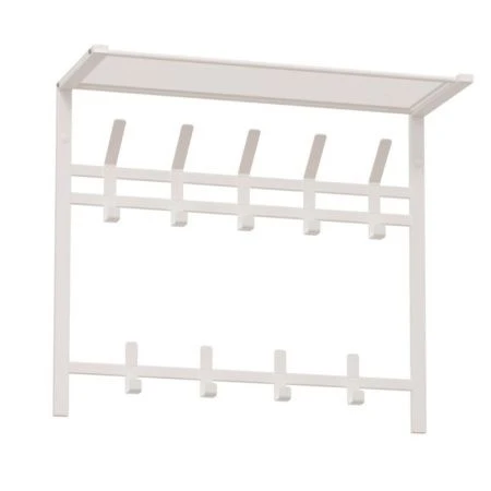Вешалка настенная с полкой 2-х ярусная металл Торонто 22 белая 67*27*58,5см (1)