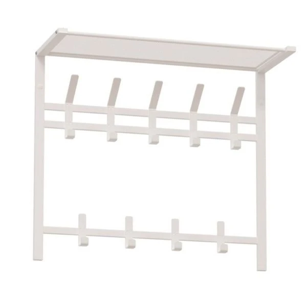 Вешалка настенная с полкой 2-х ярусная металл Торонто 22 белая 67*27*58,5см (1)