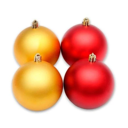 Набор новогодних красных и золотых матовых ёлочных шаров "Бархат" 8 см  (4 шт.) НУ-6984