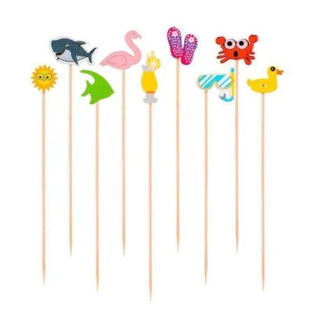 Шпажки для канапе бамбук 12см 50шт. Летнее ассорти в пакете PATERRA (25)