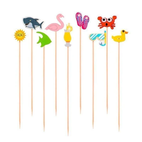 Шпажки для канапе бамбук 12см 50шт. Летнее ассорти в пакете PATERRA (25)