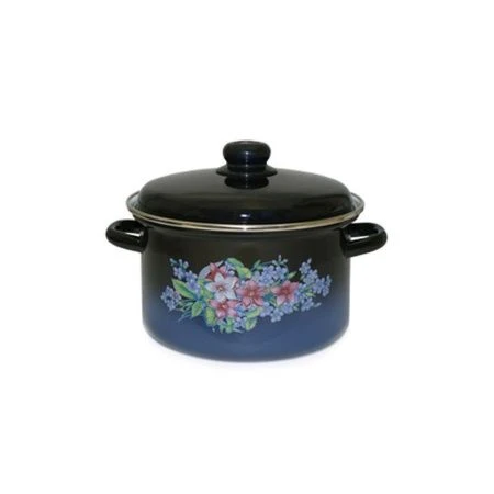 Кастрюля 4л эмаль черная с рис. 10-Б1614/6 (4)