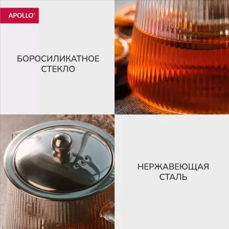 Чайный набор 3пр (чайник 950мл, кружки 2шт. 320мл) стекло Stripe-type STR-039 (6)