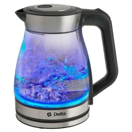 Чайник электрический 1,8л стекло 1500Вт DELTA DL-1124 черный (12)