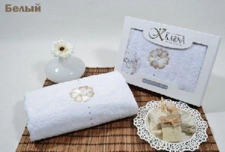 яяяПолотенце 50*90 велюр бамбук Karna GARNET 1/1 (Белый)