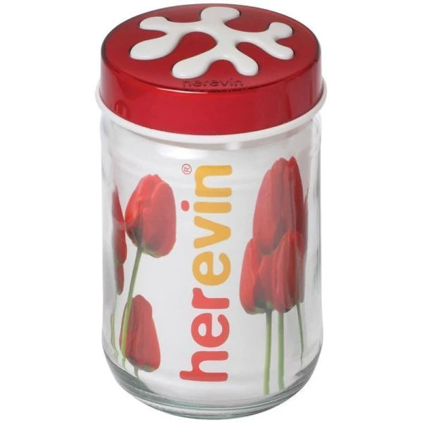 Банка для сыпучих продуктов 720мл стекло HEREVIN h150 красная (12)