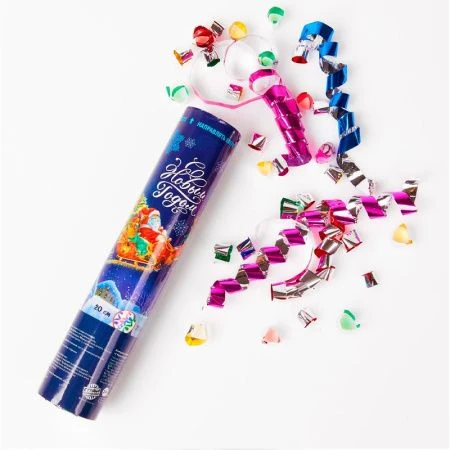 Хлопушка пневматическая С Новым Годом! 20см фольга разноцветная (24/192)