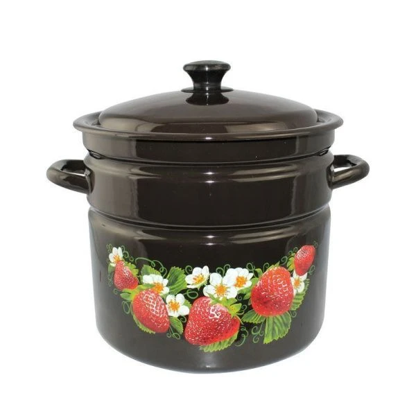 Кастрюля 10л эмаль коричневая с рис. цилиндрическая борт. 41804-222/6-У (2)