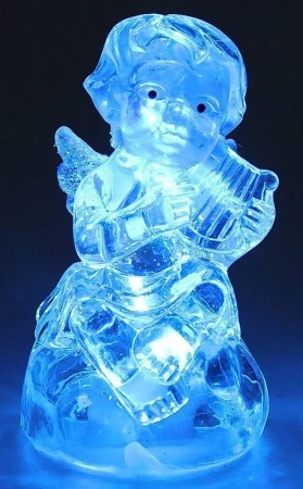 яяяФигурка Ангел с музыкальным инструментом стекло свет 9,5*6*5,5см 728337