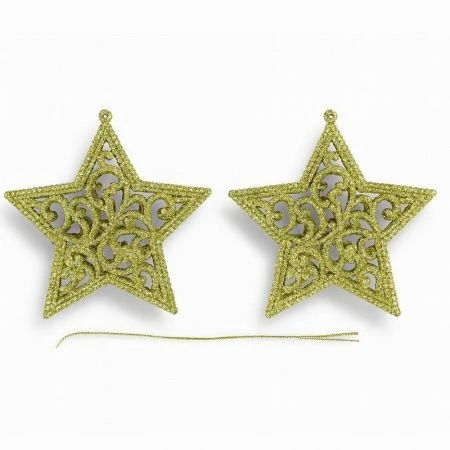 Игрушки новогодние на елку ЗВЕЗДЫ набор 2шт 12*12см пластик золото OSHR20-462/JC-16549 (1200)